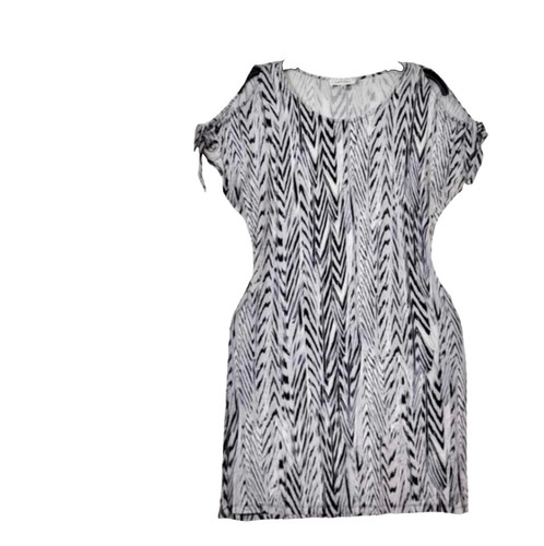 calvin klein sheer stripe dress Calvin Klein Chiffon Side Splits Tunic/Dress Maxi Striped Multi Size Small