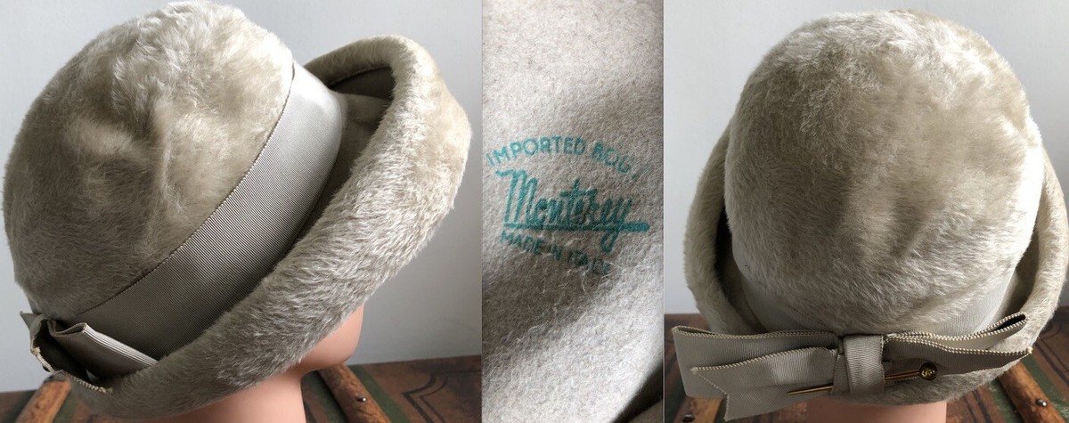 VTG 50s NEW NWOT MONTEREY ITALY-MADE ECRU WOOL VELOUR FUR  display picture 1