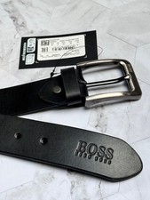 Image of HUGO BOSS MEN BLACK LEATHER BELT