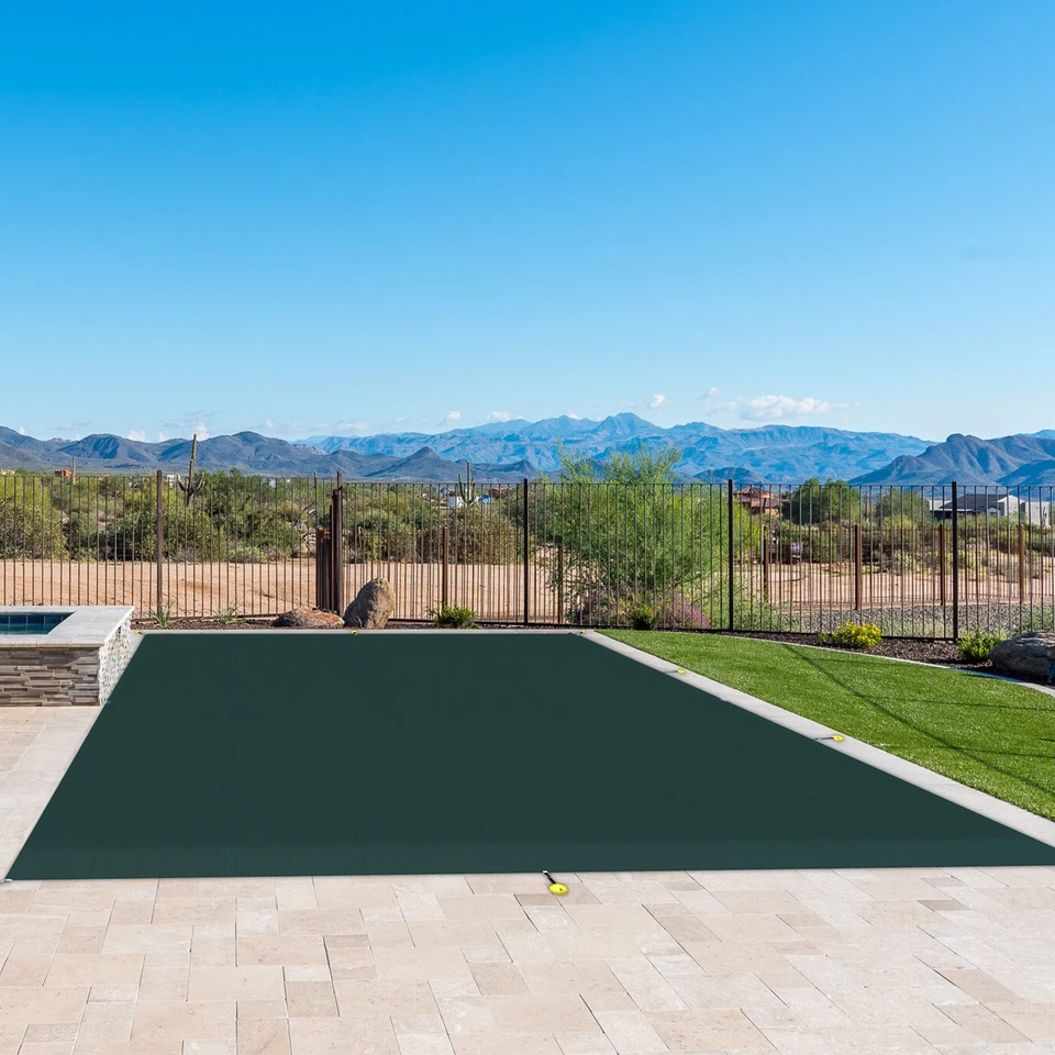 14-20ft Inground Pool Cover Rectangle Winter Swimming PP Pool Cover Garden Green - Image 2 of 4
