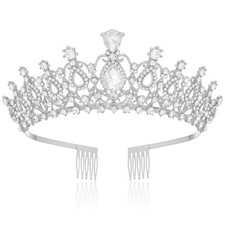Tiara Crown for Women, Headband Hair Accessories for Birthday Wedding B-Silver