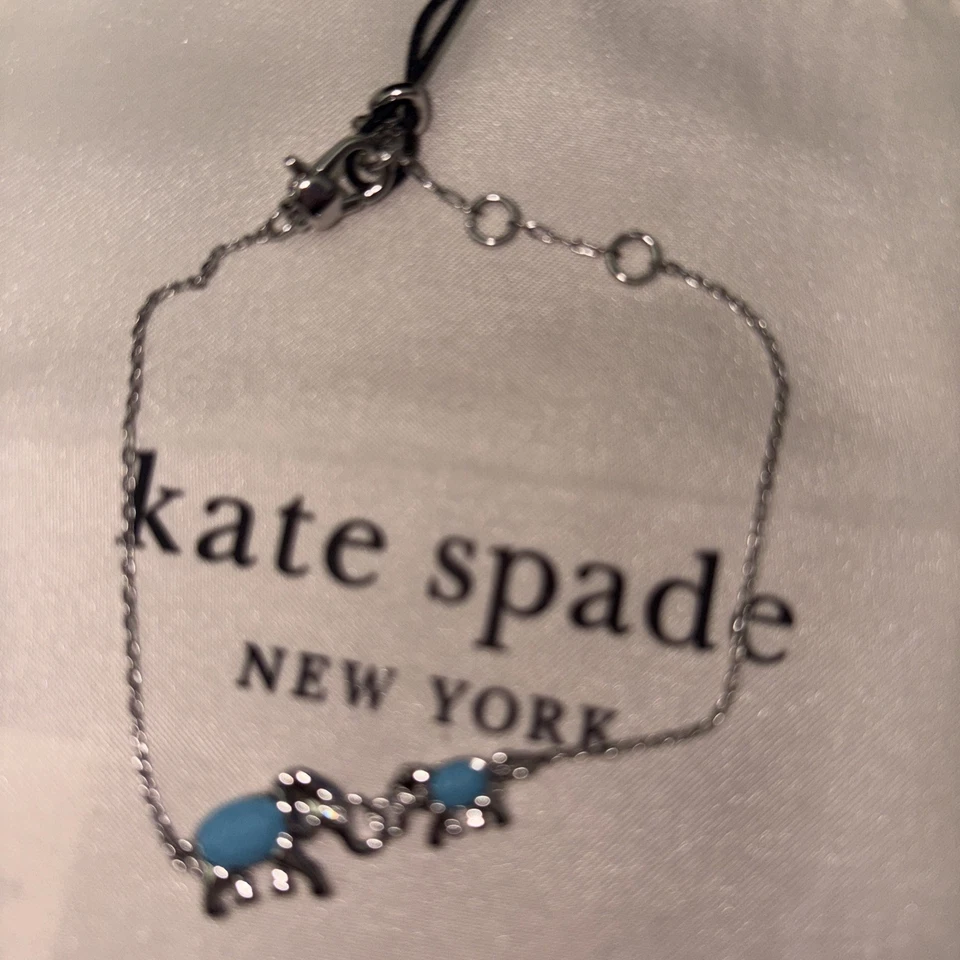 Novo com etiquetas ~ Kate Spade NY Mama Elephant & Child pulseira de prata com bolsa $68 - Imagem 2 de 2