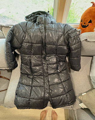 Steve Madden Women's Black Hooded Quilted Down Puffer Zip Jacket XL