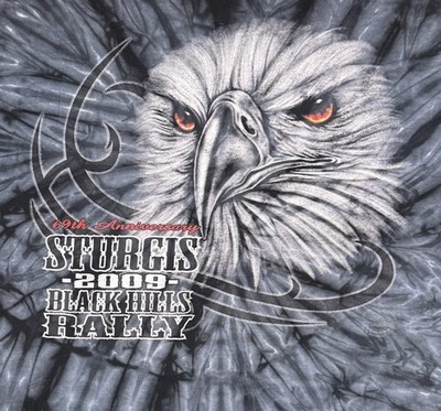 Black and Grey Tie-dye Sturgis Bike Rally 2009 Tee ShirtSize large