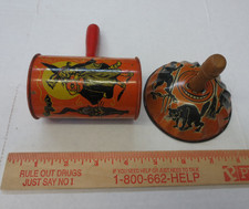  2 Kirchhof Life of the Party Tin Litho Vintage Halloween Rattles