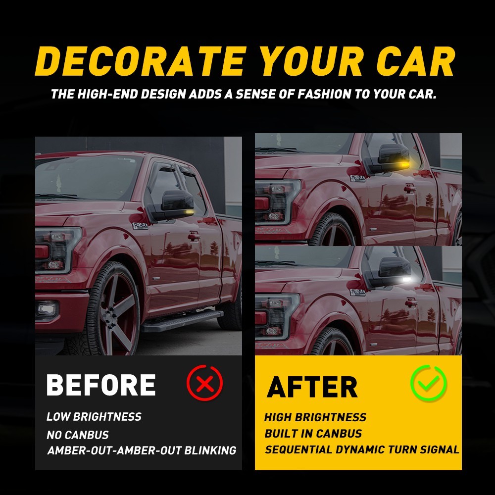 Switchback LED Side Mirror Light Dynamic Turn Signal Fit for 2015-2020 Ford F150