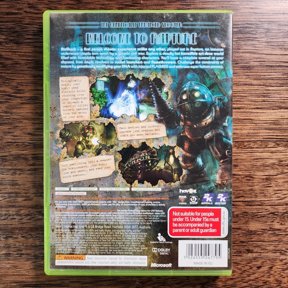 Bioshock 1 & 2 Microsoft Xbox 360 PAL Complete Free Shipping Australia  - Image 3 of 4
