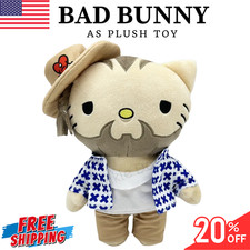 Hello Kitty As BAD BUNNY Rapper Plush Doll Soft Stuffed Figure Plush Toy 26 cm
