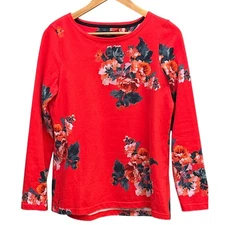 Joules Women's Red Floral Cottagecore Print Long Sleeve Top  US 8 Preppy