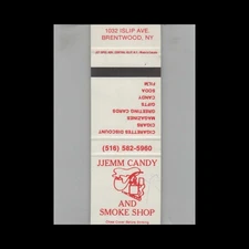 Matchbook Cover JJemm Candy and Smoke Shop Brentwood NY
