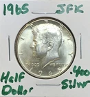 1965 Kennedy Silver Half Dollar About Uncirculated 40% Silver - No Mint Mark 26E