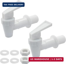 2pcs Replacement Cooler Faucet, Plastic Water Dispenser Tap Set, White