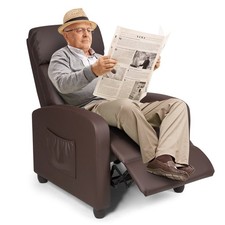 COSTWAY Recliner Chair Single Reclining Sofa with Adjustable Backrest-Brown