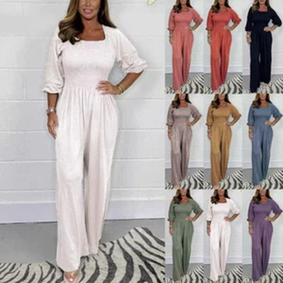 Damen Weites Bein Hose Overall Stretch Sommer Freizeit Playsuits Strampler GR 6-24