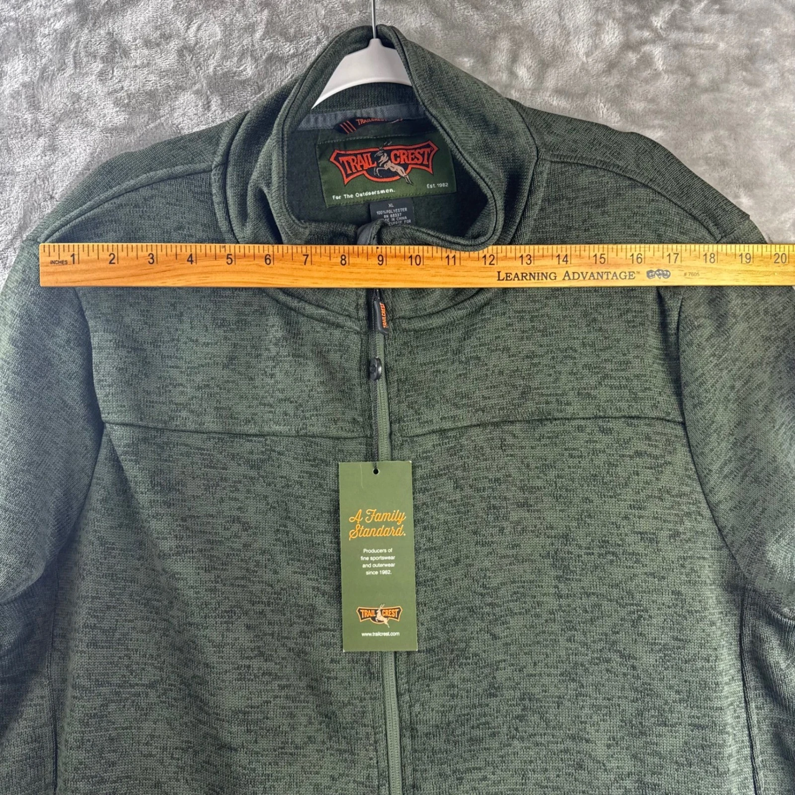 Trailcrest Fleece Jacket Mens XL Green Full Zip Mock Neck Sweater (1852) image 8