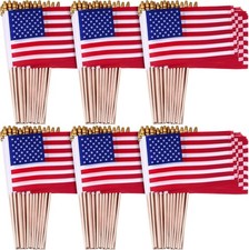 100 Pack of Small American Flags on Sticks, 8 x 12 Inch Mini Handheld US Flags