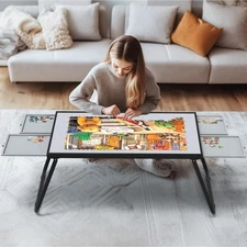 Puzzle Table 1500pcs,Foldable Puzzle Table for Storage with 4 Drawers, Metal ...