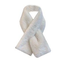 Faux Fur Knit Scarf for Women Cozy Winter Scarf Thickened Fleece Neck Beige