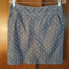 Talbots Skirt Womens Size 8 Blue With White Polka Dots Pockets Knee Length