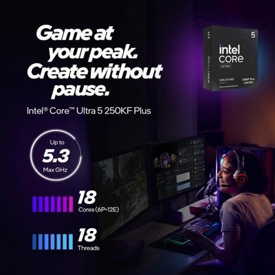 Intel Core Ultra 5 250KF Plus Desktop Processor - 18 core (6P+12E