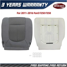 Driver Bottom Seat Cover Gray & Foam Pad For 11-16 Ford F250 F350 F450 F550