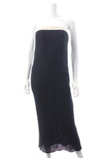 Chanel Leather-Trimmed Cotton-Blend Knit Midi Dress / Black