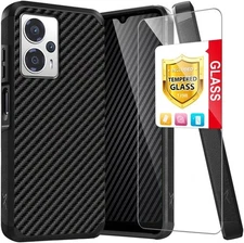 TJS Compatible with Cricket Outlast 5G 2024 Case, AT&T Motivate Carbon Fiber 