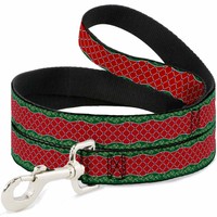 "Dog Leash 6-FEET Holiday Trim Stripe Green/Red Narrow 0.5\" (Us Import)"