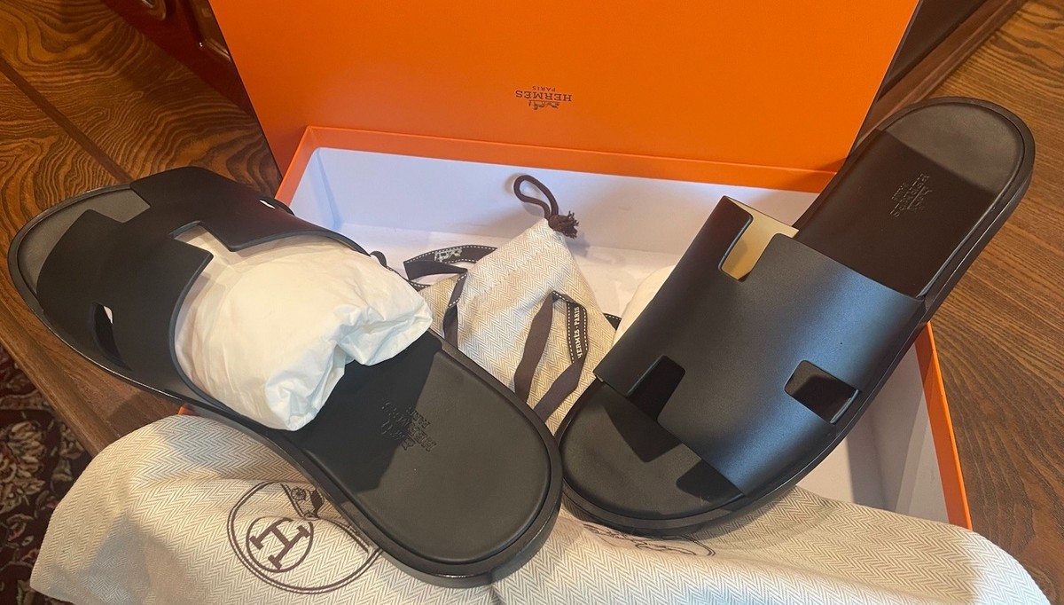 HERMES (NEW) IZMIR BLACK/NOIR LEATHER Size: EU45 /US11 | eBay