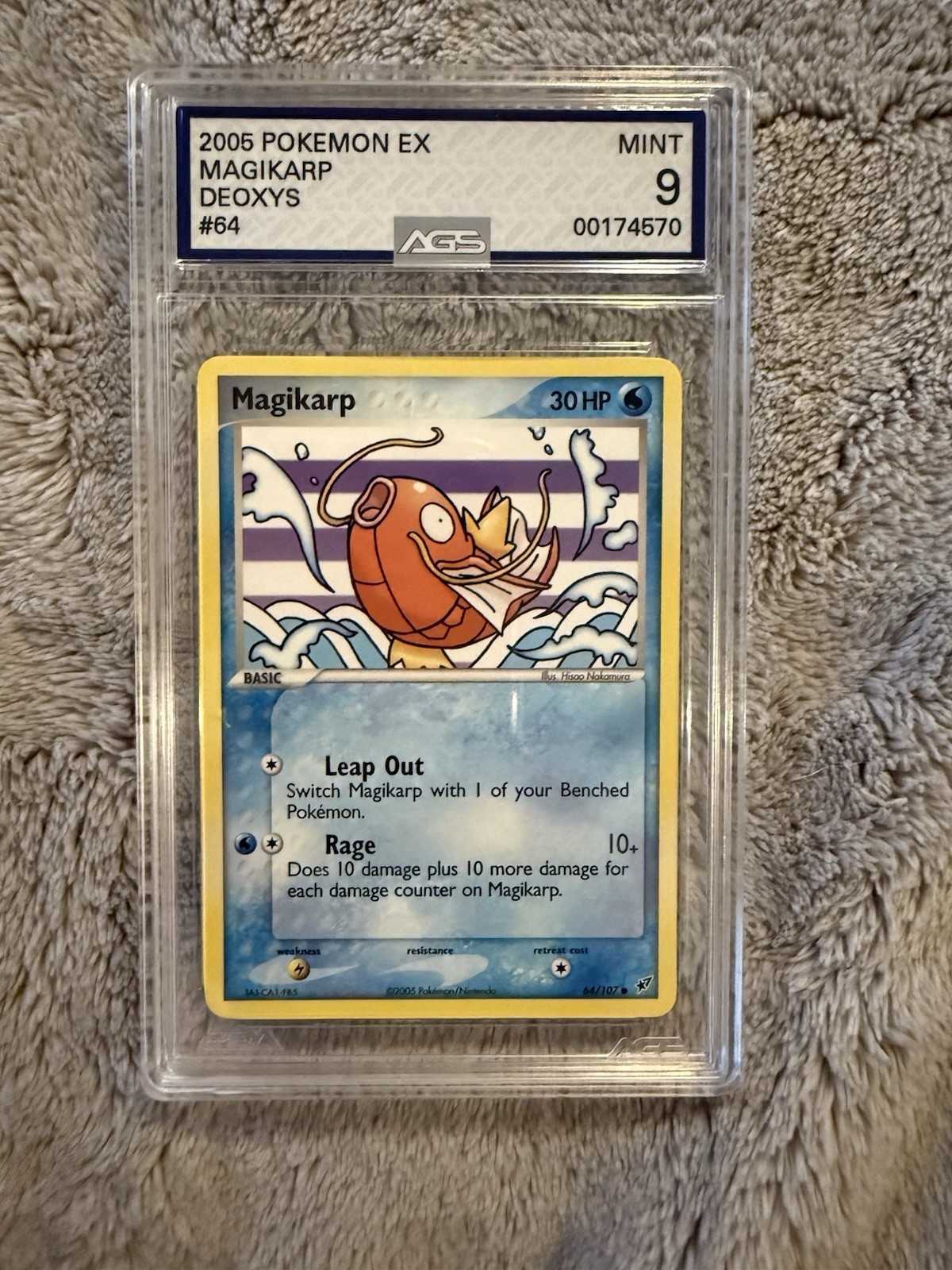 Pokemon - Deoxys - 64/107 - Magikarp - Vintage - 2005 Mint 9
