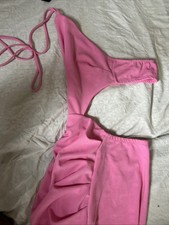 Fashion Nova Pink One-Shoulder Dress with Long Calve Slit