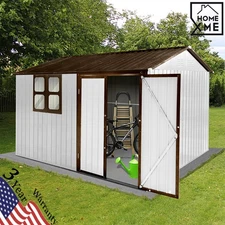 10ft x 8ft Metal Garden Sheds Lockable Outdoor Tool Storage Sheds with window
