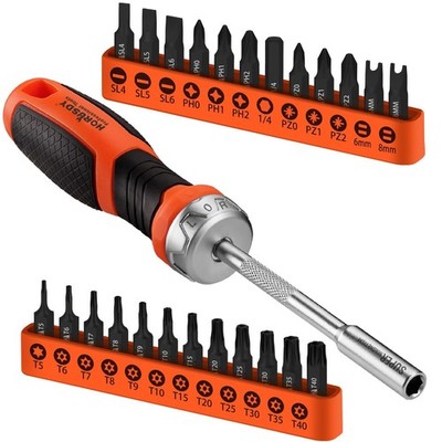 HORUSDY 25-Piece Security Torx Screwdriver Bit Set | T5-T40 One Size, Silver 