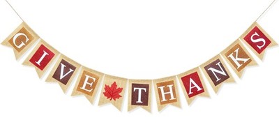 VILIFEVER Burlap Give Thanks Banner Thanksgiving Decorations for Mantel Firep...