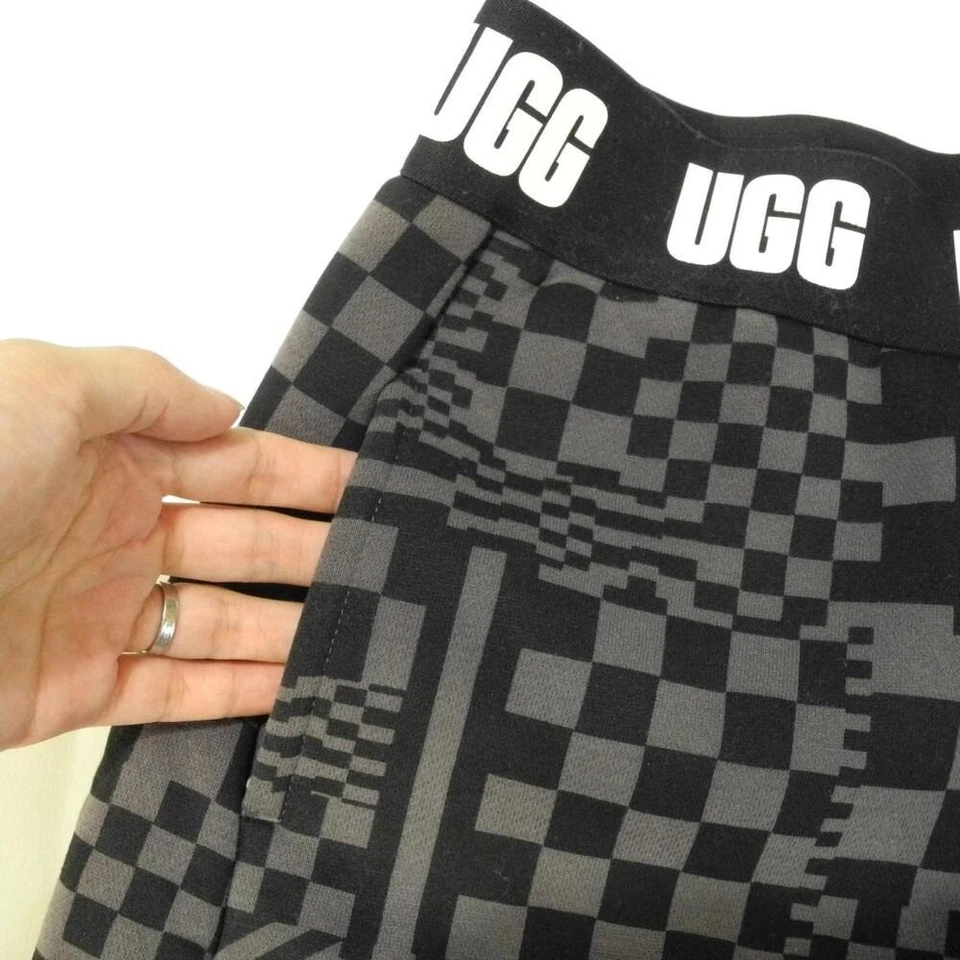 UGG Chrissy чеки флисовые шорты женщин XS бойфренд стиль черный серый - Изображение 2 из 4