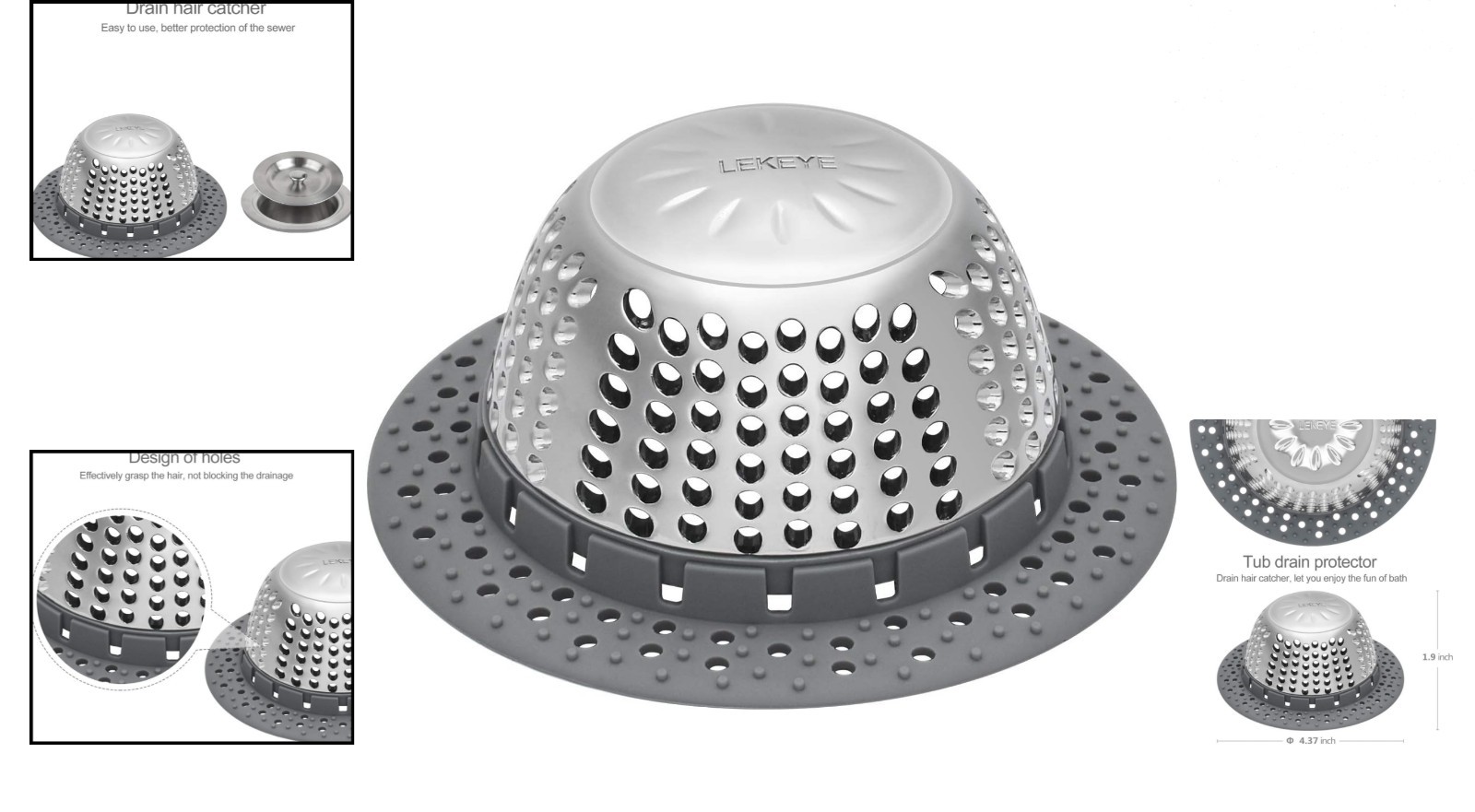 Adjustable Silicone Rim Drain Protector - Effective Hair Catcher & Shower Cover