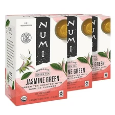 Numi Organic Jasmine Green Tea 18 Count Pack of 3 Floral Green Tea Caffeinate...