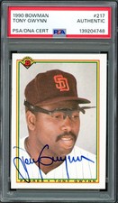 Tony Gwynn Autographed 1990 Bowman Card #217 San Diego Padres PSA/DNA