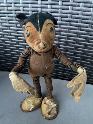 Rare Early C.1930s Disney Mickey Mouse Velvet Plush Posable Dean s Rag Book 7.5 
