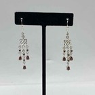 Sterling Silver 925 Garnet CZ Jewelry Lot of 3 Rings Dangle Earrings 15g — photo 6