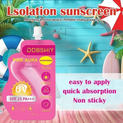 DDBSHIY Pink Aura Sunscreen Cream Lightweight Calming UV Protection Z5F5