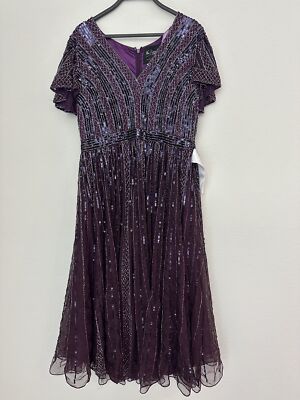 Mac Duggal Aubergine Purple Sequin Embellished Evening Gown Size 16W | eBay  UK