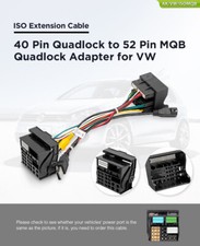 Car DVD Radio ISO Wiring Harness Cable 40 to 50 PIN MQB Quadlock Adapter for VW