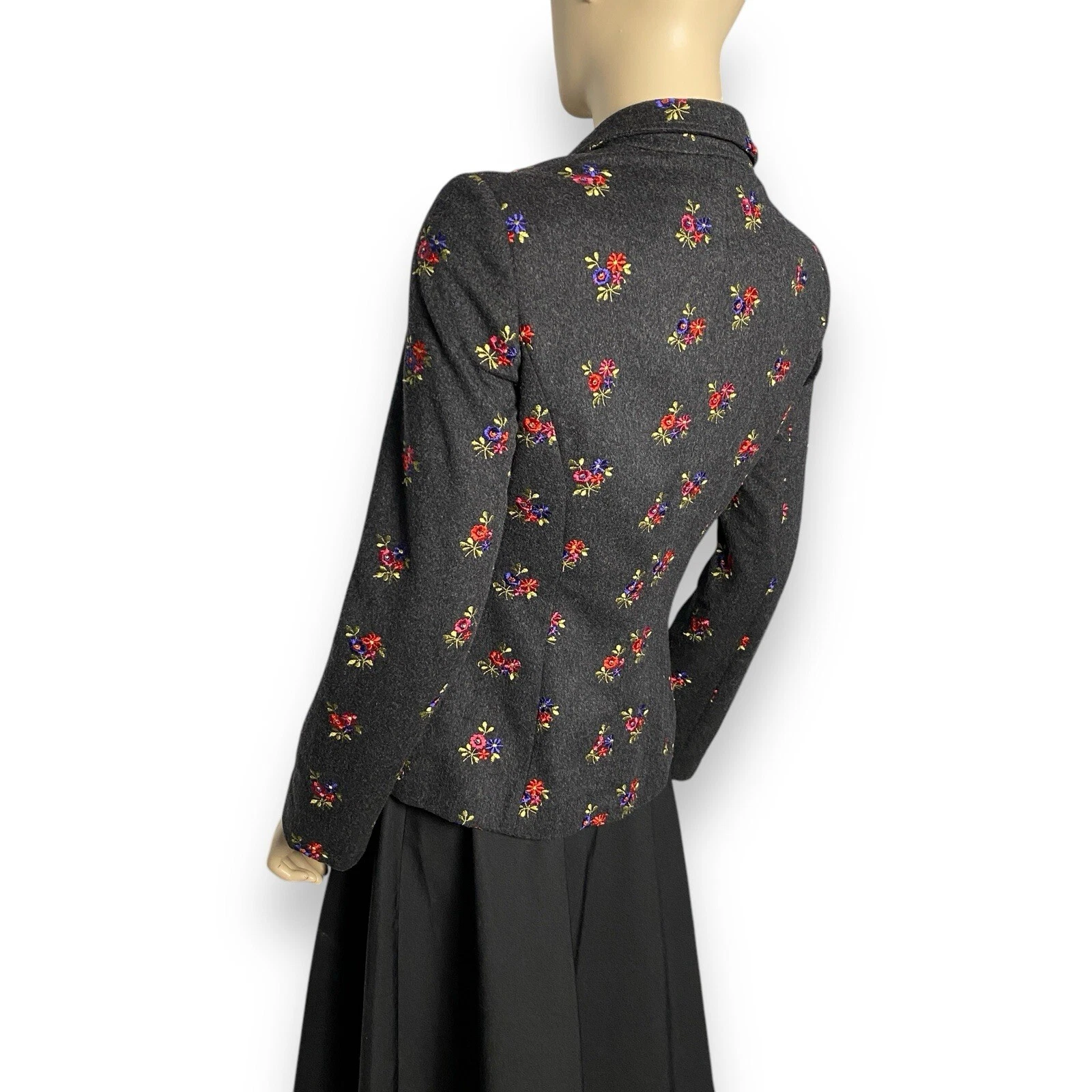 Giacca blazer donna Moschino vintage anni 90 lana ricamata fiori taglia 42 S M