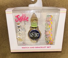 NWT Justice Girls Watch Accessory Kit Bracelets Watch Jewelry PRETTY 