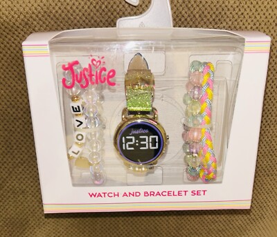 NWT Justice Girls Watch Accessory Kit Bracelets Watch Jewelry PRETTY!