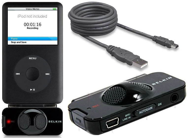 Microfone Belkin TuneTalk microfone gravador de voz estéreo para iPod vídeo clássico - Imagem 4 de 4