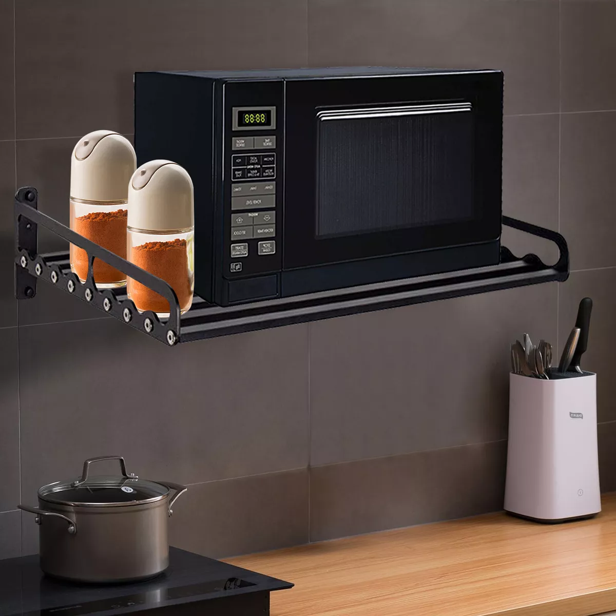 Wall Mounted Microwave Rack Thickened With Installation Tool Space