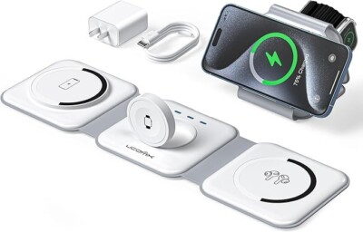 UCOMX 3 in 1 Foldable Wireless Charging Station for iPhone, iWatch, Airpods