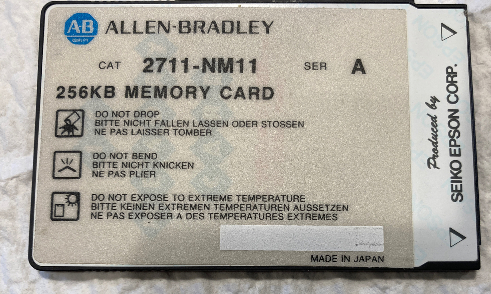 Allen Bradley 2711-NM11 Series A PCMCIA Linear Flash Memory Card